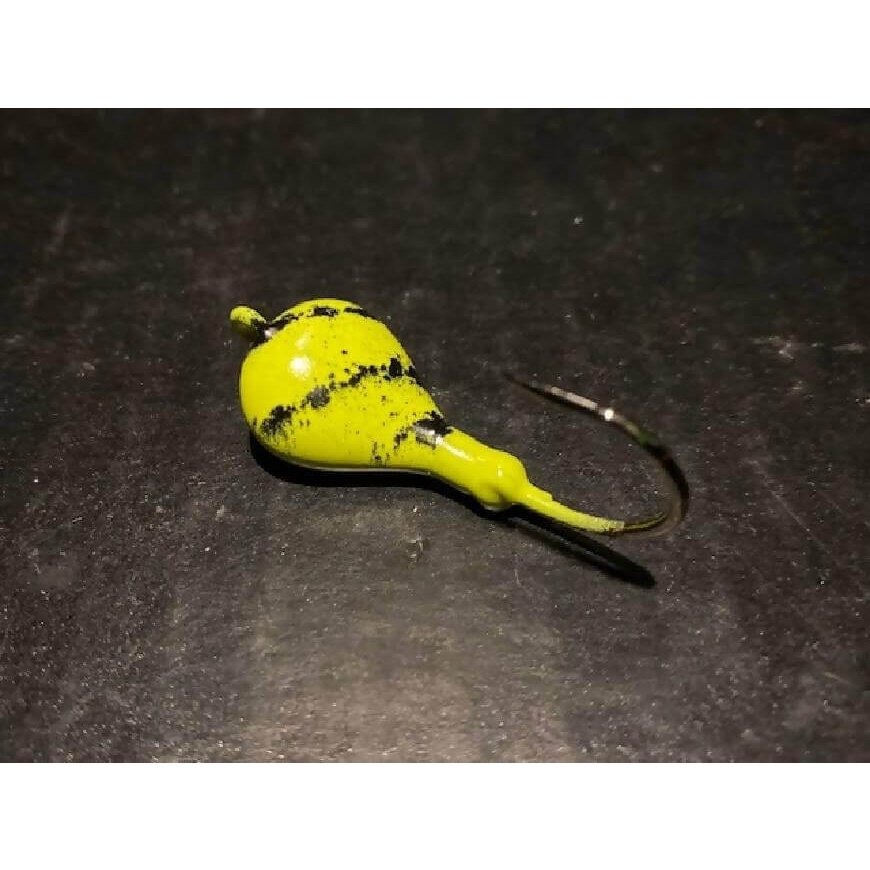 10 Chartreuse Yellow Sparkie Tiger Stripe Jigs Tog 1/4oz, to 1.5oz With Blk Nickel Ultra Point Hks-Crafty Fisherman